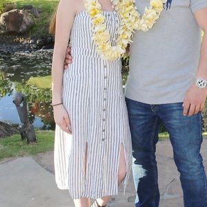 Strapless Blue and White striped dress